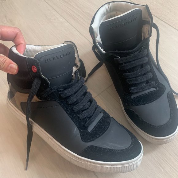 Burberry Black House Check Reeth High-Top Sneakers Size 40/US 10 - Picture 2 of 2